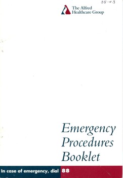 Front cover of 'The Alfred Healthcare Group Emergency Procedures Booklet' Alfred Campus January 1995