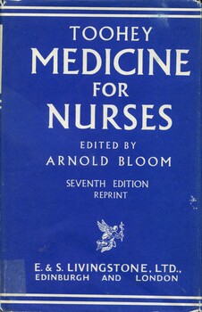 Front cover of dust jacket 'Toohey medicine for nurses' 7th editon 1965