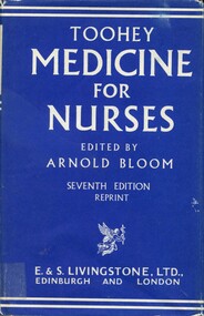 Front cover of dust jacket 'Toohey medicine for nurses' 7th editon 1965
