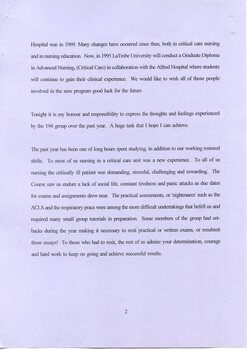 Second page of Valedictory Speech, Narelle Goldie, 1995