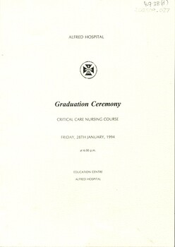 Front cover of graduation ceremony programme