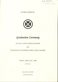 Front cover of graduation programme