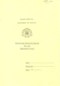  Front of Alfred Hospital Continuing Education Record for the Registered Nurse