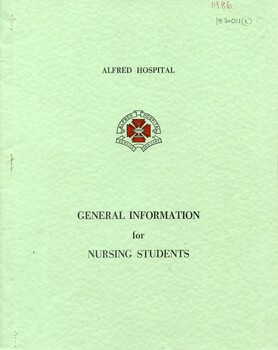 Front cover of Alfred Hospital general information for student nurses, 1984