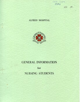 Front cover of Alfred Hospital general information for student nurses, 1984
