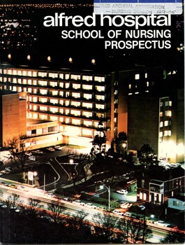 Front cover of Alfred Hospital School of Nursing prospectus ca. 1980's