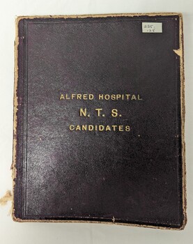 Front cover of 'Alfred Hospital N.T.S. Candidates 1904-1931