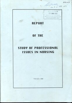 Front cover of 'Report of the study of professional issues in nursing February 1968'