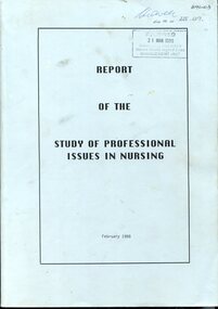 Front cover of 'Report of the study of professional issues in nursing February 1968'