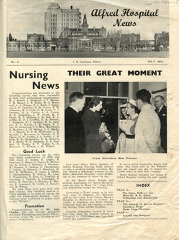 First page of Alfred Hospital News, July 1956