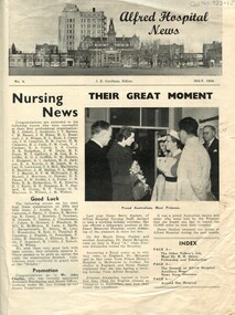 First page of Alfred Hospital News, July 1956