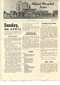 First page of  Alfred Hospital News, April 1956