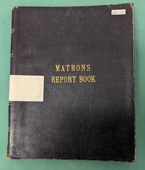 Front cover of ' Matrons report book', Alfred Hospital 1937-1941