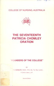 Front cover of 'The seventeenth Patricia Chomley oration: 'Founders of the College', Bartz Schultz, 1983
