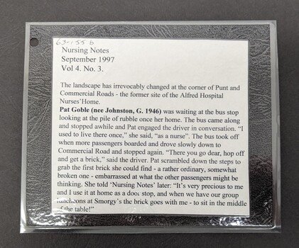 Note from Pat Goble (nee Johnstone)