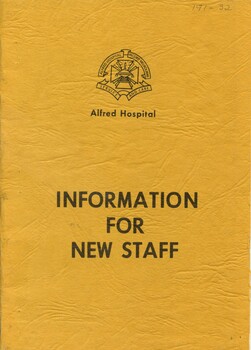 Front cover of Alfred Hospital information for new staff, 1982