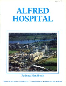 Front cover of Alfred Hospital patients handbook, Alfred Hospital, Melbourne, 1989