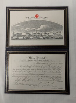 Nurses Certificate Alfred Hospital - Elizabeth Bertha Wright 1908