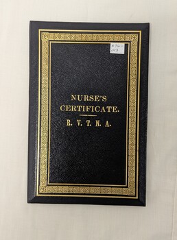Front cover of Nurses Certificate R.V.T.N.A- Elizabeth Bertha Wright 1908