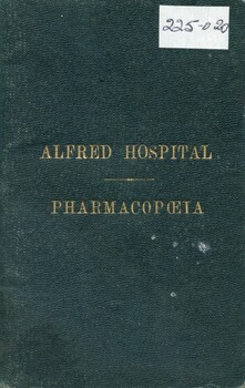 Front cover of  Alfred Hospital Pharmacopoeia, 3rd edition 1897