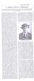 Newspaper clipping (photocopy) the Spectator, October 29,1941: 'A modern Florence Nightingale'