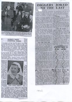 Newspaper clippings with reference to Geltha Forsyth