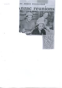 Copy of part of article 'Anzac reunions'that includes photograph of three women [ca.1950's] the Argus Weekender