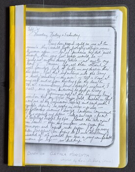 First page of diary of Gethla Forsyth July 1941-February 1942 