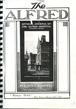 Front page of 'The Alfred' Alfred hospital, September 1937