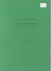 Front cover of Alfred and Associated Hospitals post basic critical care nursing course document, 1988, Paul Crockford & Gael O'Connor