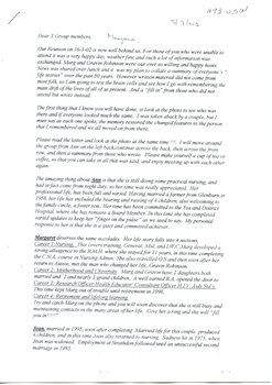 First page of 50th Anniversary Group X 2002 reunion letter, Rita Burkitt, 2002