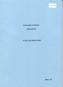 Front cover of Alfred Hospital critical care nursing course, 1991