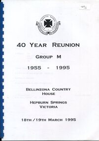 Front cover of Reunion Booklet: 40 Year Reunion Group M 1955-1995