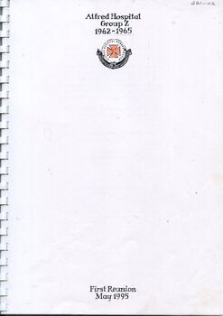 Front cover of Alfred Hospital Group Z 1962-1965, May 1995 reunion booklet