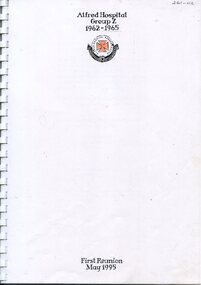 Front cover of Alfred Hospital Group Z 1962-1965, May 1995 reunion booklet