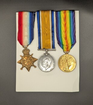 Military Star, British War Medal and Victory Medal with attached ribbons