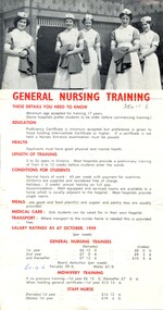 First page of Information for General Nursing Training 1959
