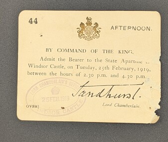 Leah Rosenthal invitation to Windsor Castle, 1919