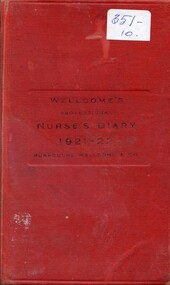 Front cover of Wellcome's professional nurse's diary (Australasian Edition) 1921-22