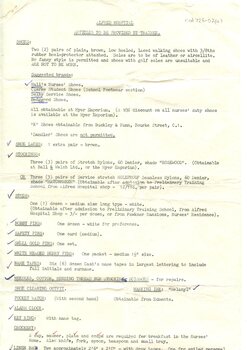 First page of 'Articles to be provided by trainee nurse Alfred Hospital' [ca.1965]