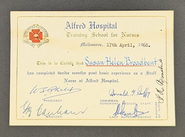 Alfred Hospital Staff Nurses certificate