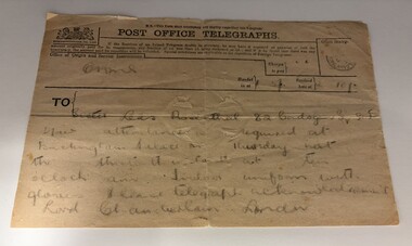 Telegram from Lord Chamberlain to Leah Rosenthal
