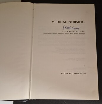 pre title page of 'Medical Nursing', Whiteside, 1971