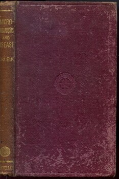Front cover and spine of 'Micro-organisms and disease', 1884, Klein