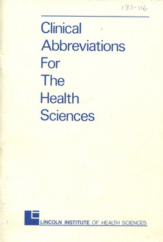 Front cover of 'Clinical abbreviations for the health sciences'