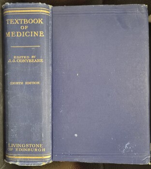 Spine and front cover of 'Textbook of medicine', 1946, Conybeare (Editor)