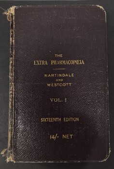 Front cover of 'The Extra Pharmacopoeia Volume I', 1915, Martindale & Westcott