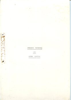 Cover of 'Emergency procedures 1981 Alfred Hospital', 1981, Alfred Hospital