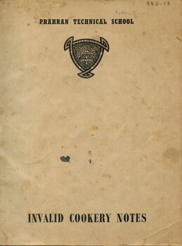 Front cover of 'Invalid Cookery Notes - Prahan Technical School'
