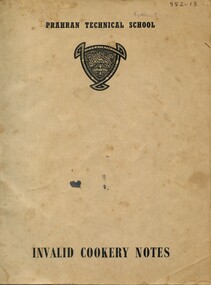 Front cover of 'Invalid Cookery Notes - Prahan Technical School'
